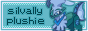 A bright blue button that says Silvally Plushie on it, next to a drawing of a plush version of the Pokemon Silvally.