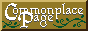 A golden button with a green vine growing at the bottom, reading Commonplace Page.